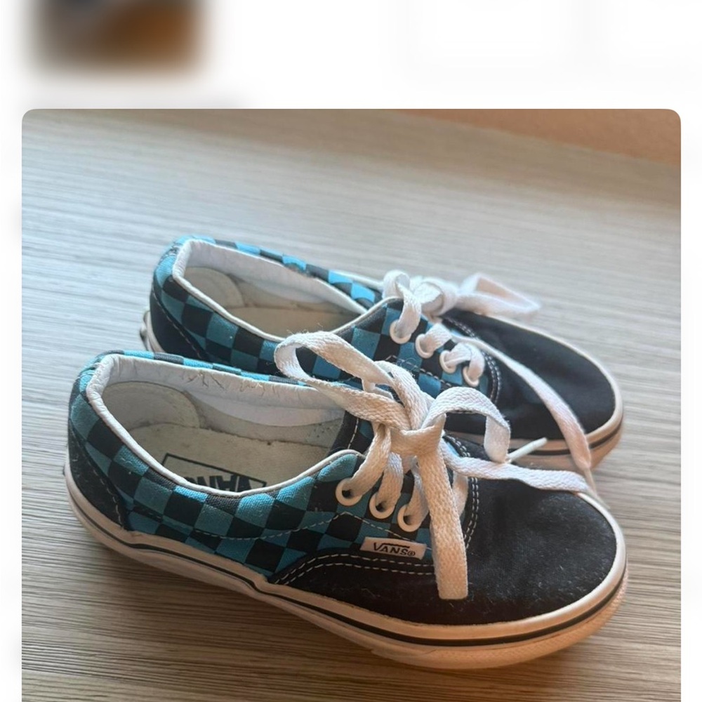 Vans Kids Low Top Sneakers - Black & Teal Checkerboard